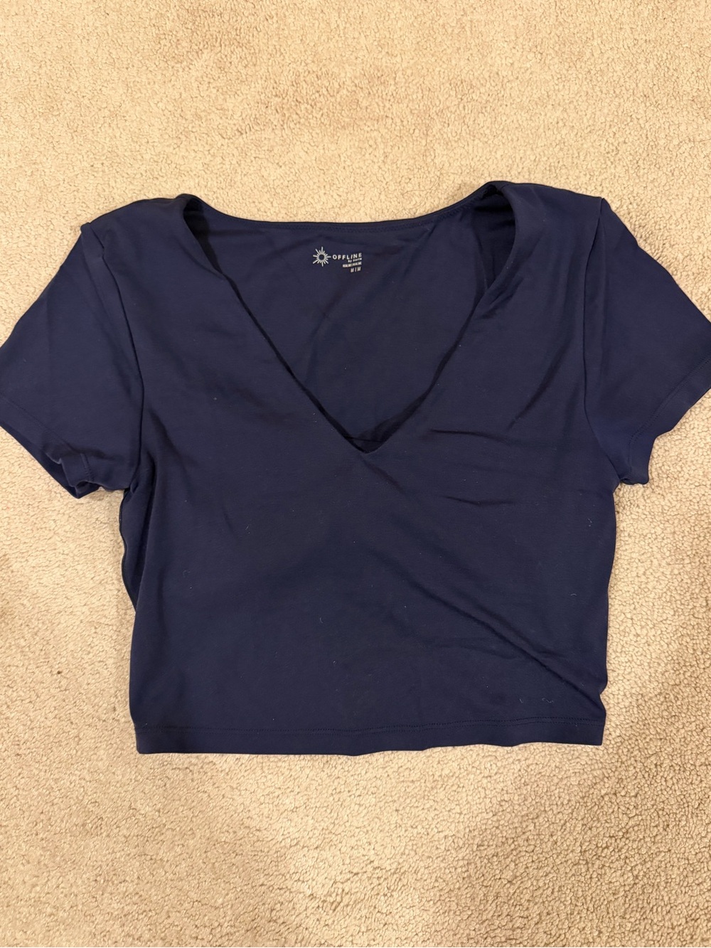 Aerie Navy V-Neck Crop Top